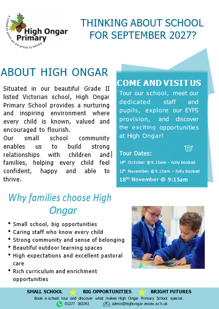 High Ongar Primary Flyer September 2027